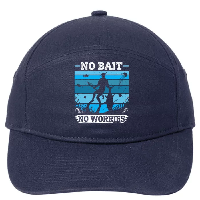 Spearfishing No Bait No Problem Dive Fish Hunt Spear Fishes Gift 7-Panel Snapback Hat