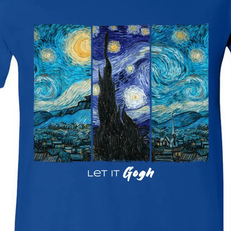 Starry Night By Vincent Van Gogh Let It Gogh Famous Painting Cute Gift V-Neck T-Shirt