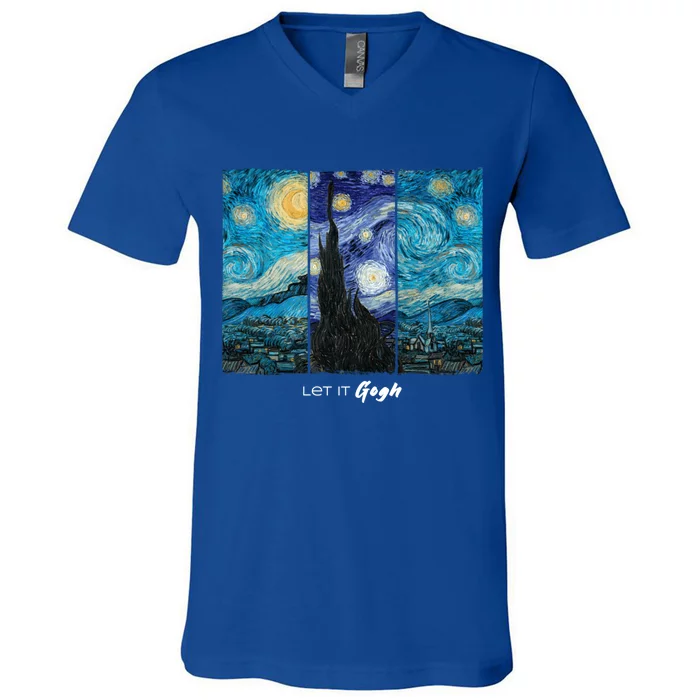 Starry Night By Vincent Van Gogh Let It Gogh Famous Painting Cute Gift V-Neck T-Shirt