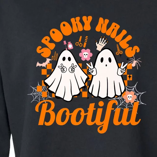 Spooky Nails Bootiful Halloween For Nail Techs Beauticians Premium Cropped Pullover Crew