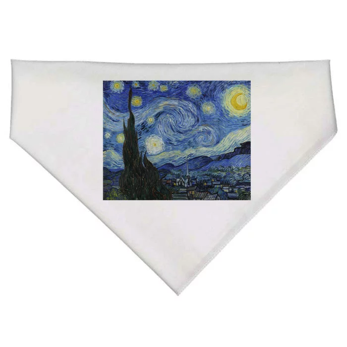 Starry Night By Vincent Van Gogh Famous Painting Gift USA-Made Doggie Bandana