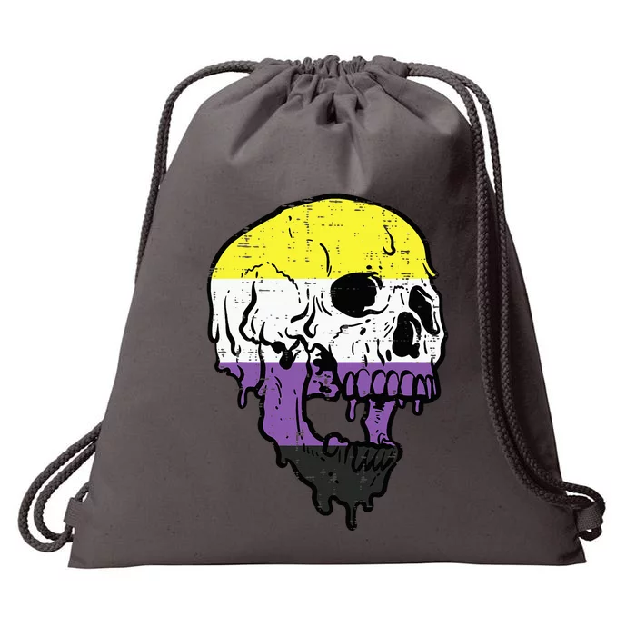 Skull Non Binary Enby Pride Lgbtq Drawstring Bag