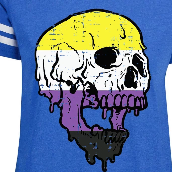 Skull Non Binary Enby Pride Lgbtq Enza Ladies Jersey Football T-Shirt