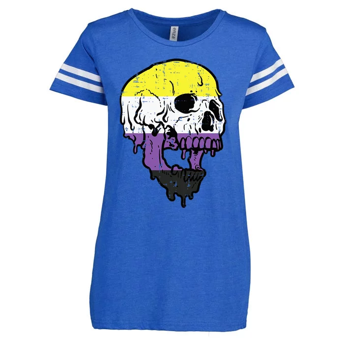 Skull Non Binary Enby Pride Lgbtq Enza Ladies Jersey Football T-Shirt