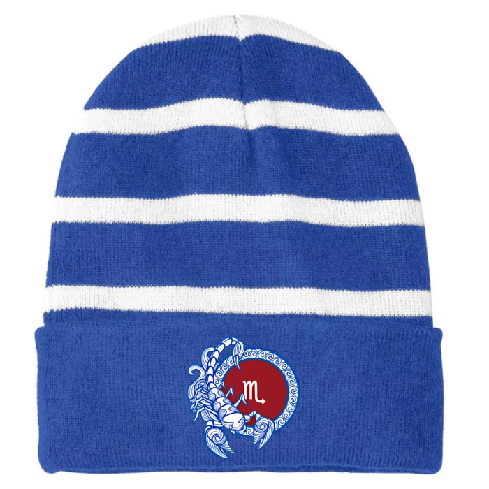 Scorpio November Birthday Gift Zodiac Sign Astrology Gift Striped Beanie with Solid Band