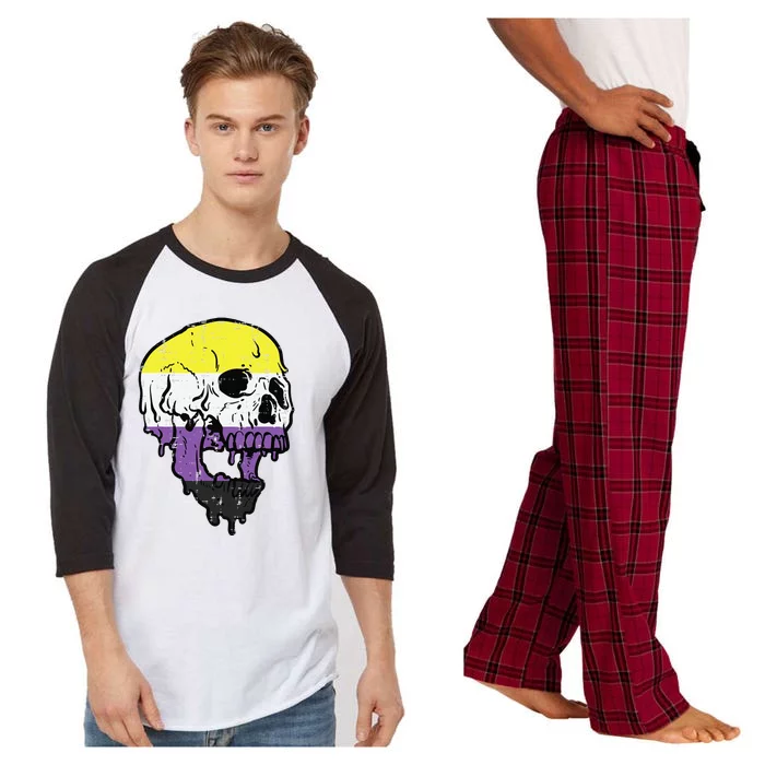 Skull Non Binary Enby Pride Lgbtq Raglan Sleeve Pajama Set