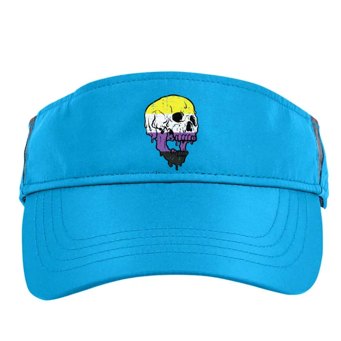 Skull Non Binary Enby Pride Lgbtq Adult Drive Performance Visor