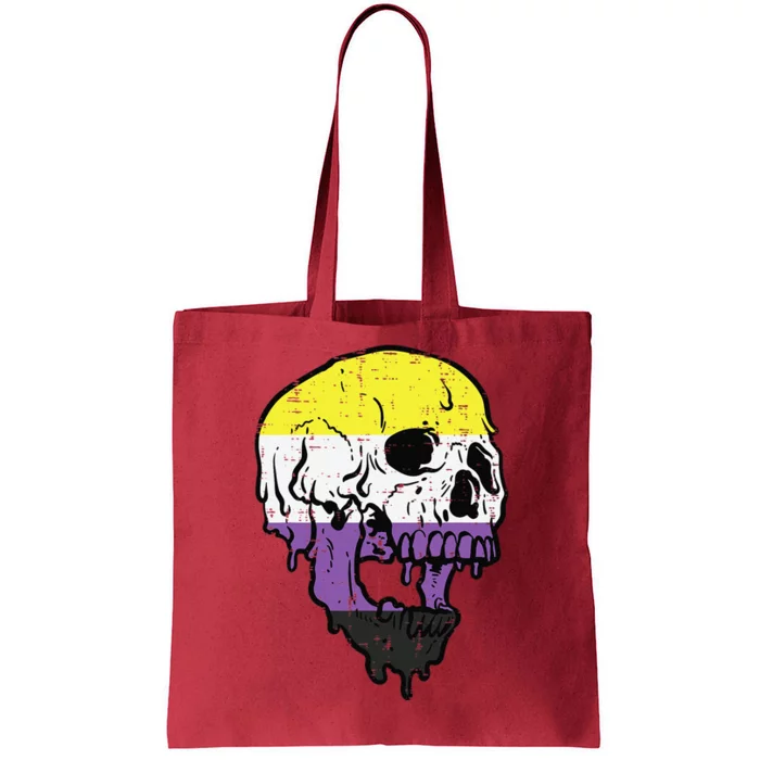 Skull Non Binary Enby Pride Lgbtq Tote Bag