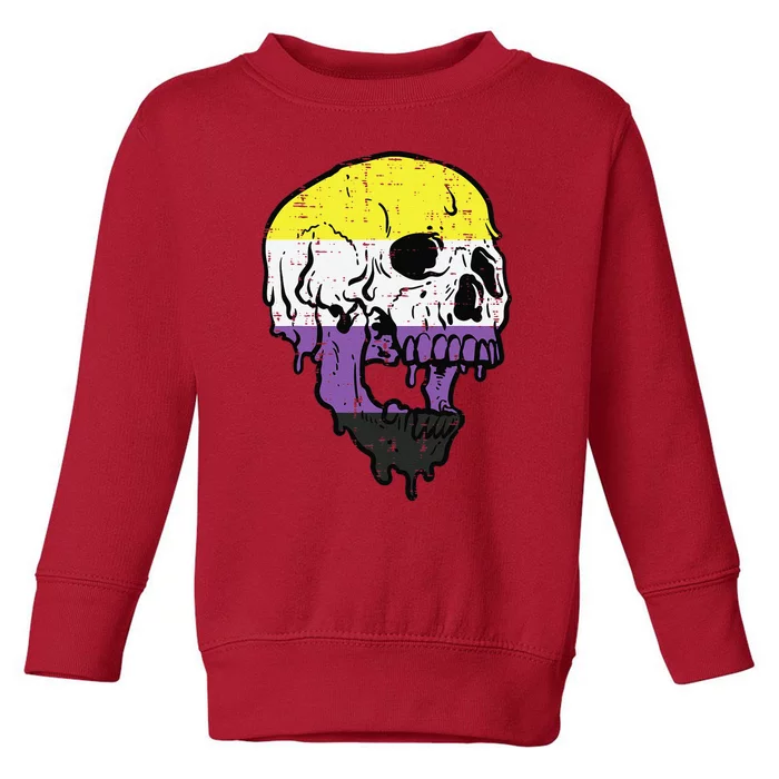 Skull Non Binary Enby Pride Lgbtq Toddler Sweatshirt