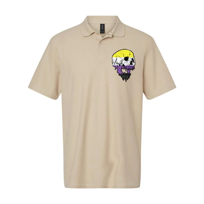 Skull Non Binary Enby Pride Lgbtq Softstyle Adult Sport Polo