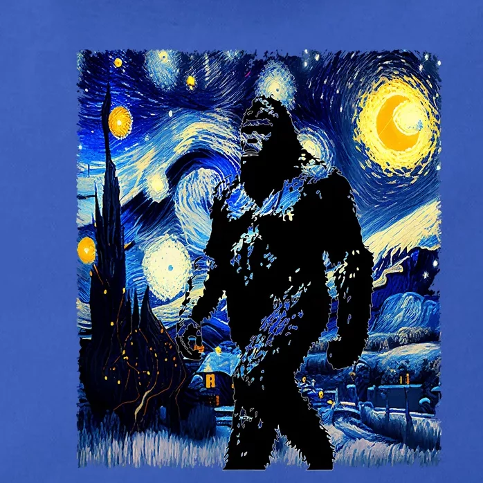 Starry Night Bigfoot Van Gogh Art Painting Sasquatch Zip Tote Bag