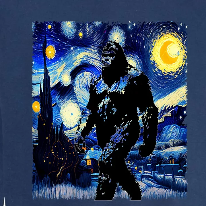 Starry Night Bigfoot Van Gogh Art Painting Sasquatch Garment-Dyed Sweatshirt