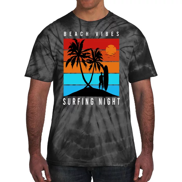 Surfing Night Beach Vibes Tie-Dye T-Shirt