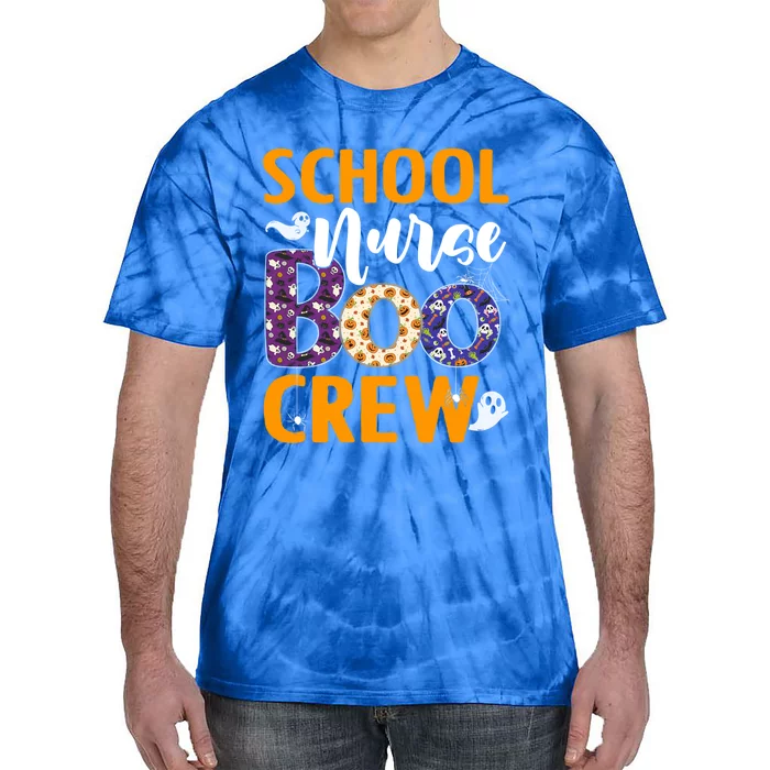 School Nurse Boo Crew Scary Nurse Halloween Ghost Spider Cool Gift Tie-Dye T-Shirt