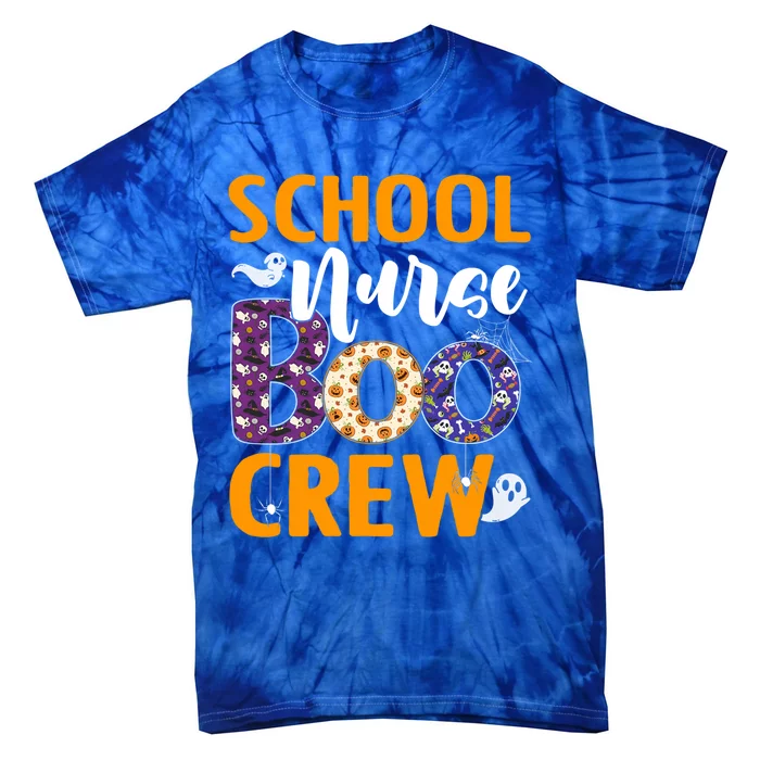 School Nurse Boo Crew Scary Nurse Halloween Ghost Spider Cool Gift Tie-Dye T-Shirt