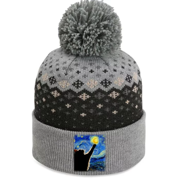 Starry Night Cat Van Gogh Cat Cat Lover Cat Mom Cat Dad The Baniff Cuffed Pom Beanie