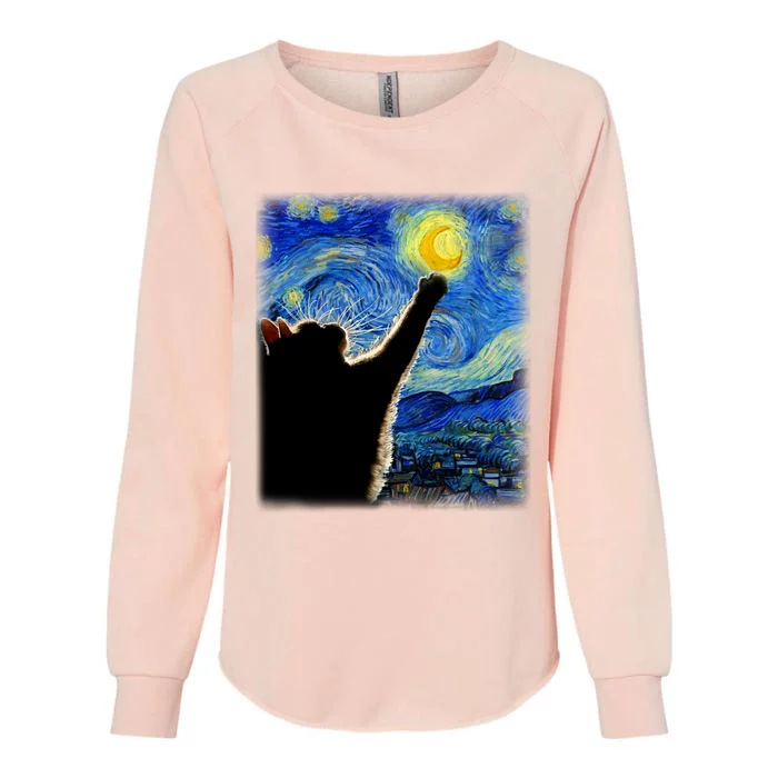 Starry Night Cat Van Gogh Cat Cat Lover Cat Mom Cat Dad Womens California Wash Sweatshirt