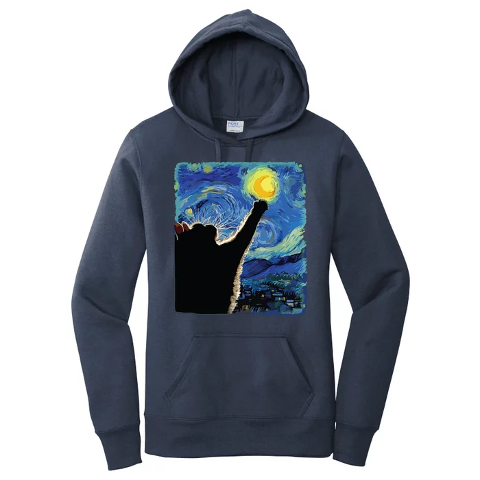 Starry Night Cat Van Gogh Cat Cat Lover Cat Mom Cat Dad Women's Pullover Hoodie