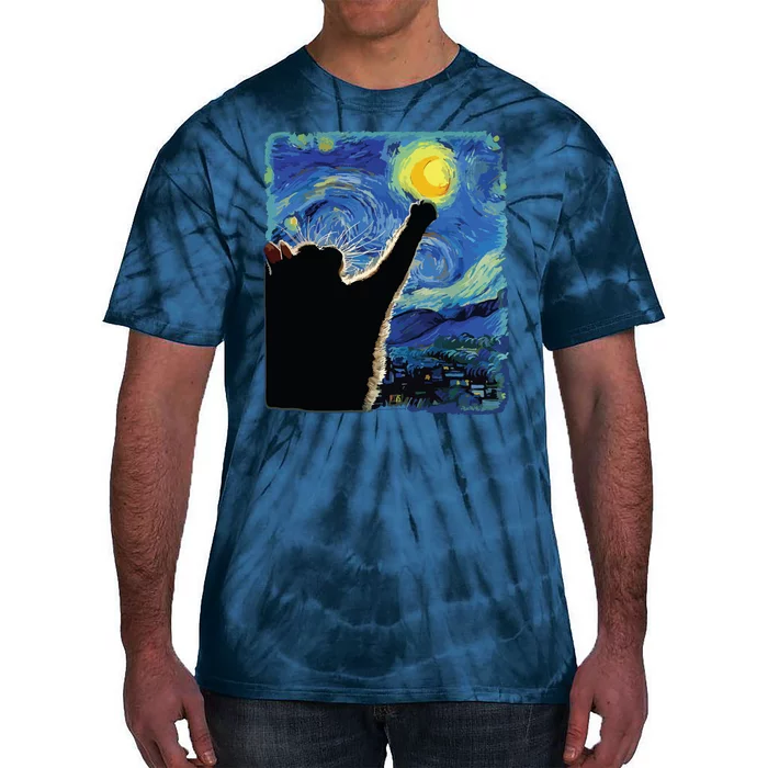 Starry Night Cat Van Gogh Cat Cat Lover Cat Mom Cat Dad Tie-Dye T-Shirt