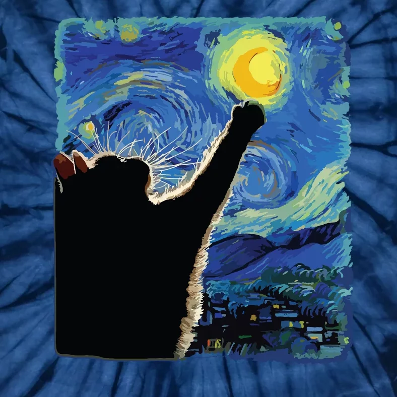 Starry Night Cat Van Gogh Cat Cat Lover Cat Mom Cat Dad Tie-Dye T-Shirt