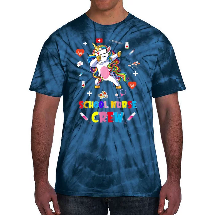 School Nurse Crew Cute Back To School Unicorn Gift Tie-Dye T-Shirt