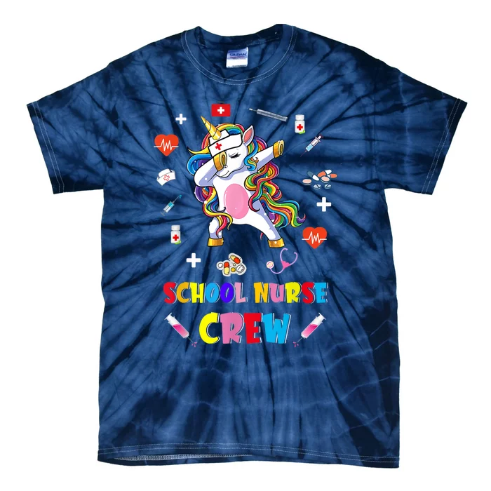 School Nurse Crew Cute Back To School Unicorn Gift Tie-Dye T-Shirt