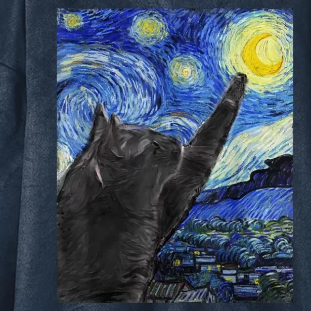 Starry Night Cat Artwork Hooded Wearable Blanket