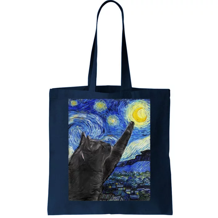 Starry Night Cat Artwork Tote Bag