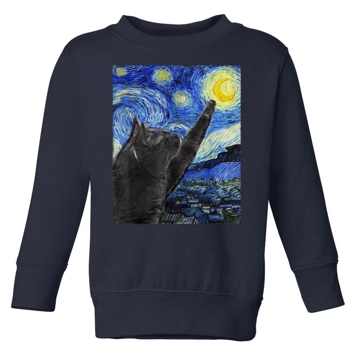 Starry Night Cat Artwork Toddler Sweatshirt