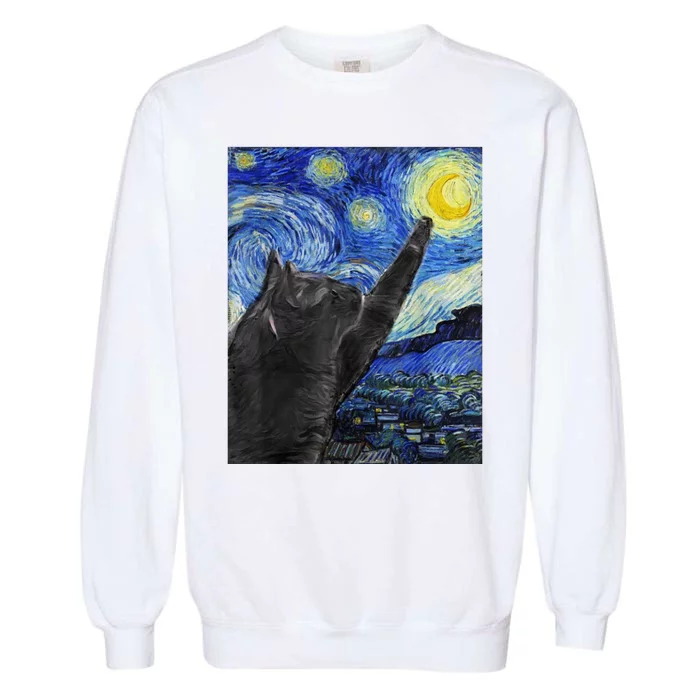 Starry Night Cat Artwork Garment-Dyed Sweatshirt