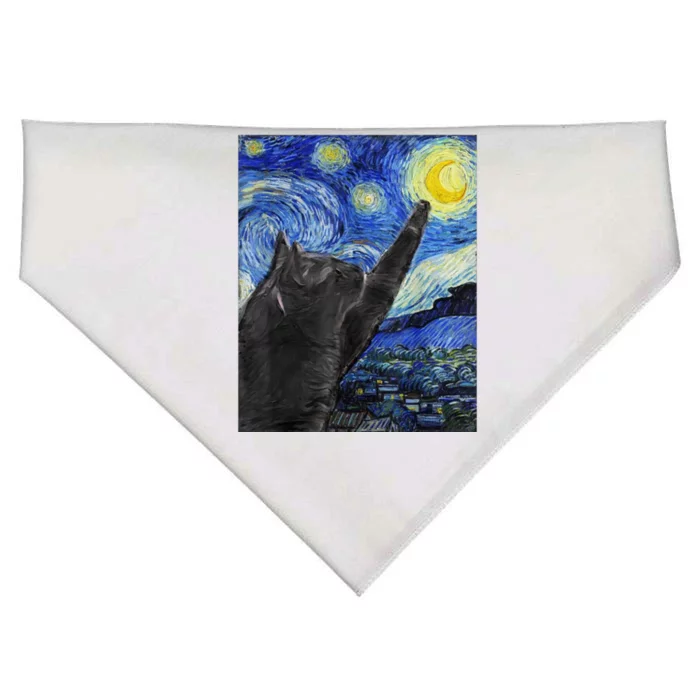 Starry Night Cat Artwork USA-Made Doggie Bandana