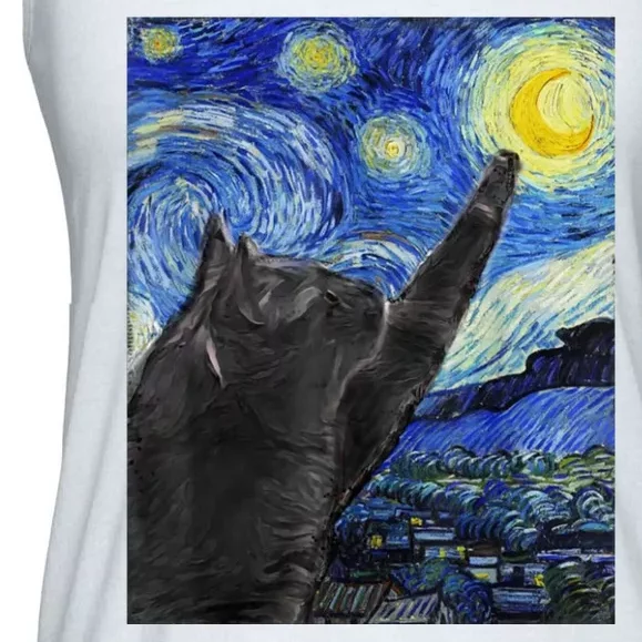 Starry Night Cat Artwork Ladies Essential Flowy Tank