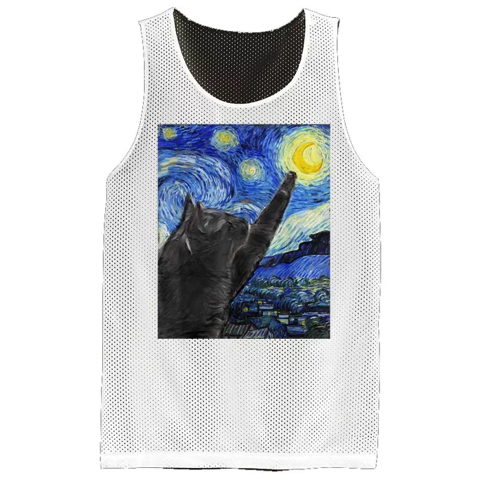 Starry Night Cat Artwork Mesh Reversible Basketball Jersey Tank