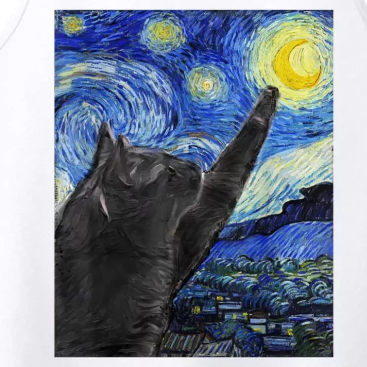 Starry Night Cat Artwork Performance Tank