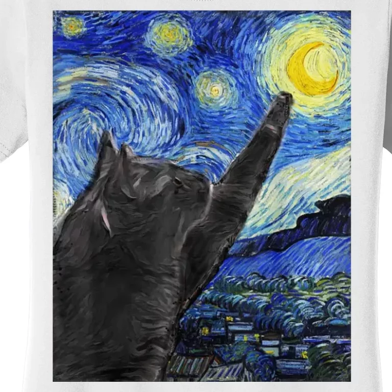 Starry Night Cat Artwork Women's T-Shirt