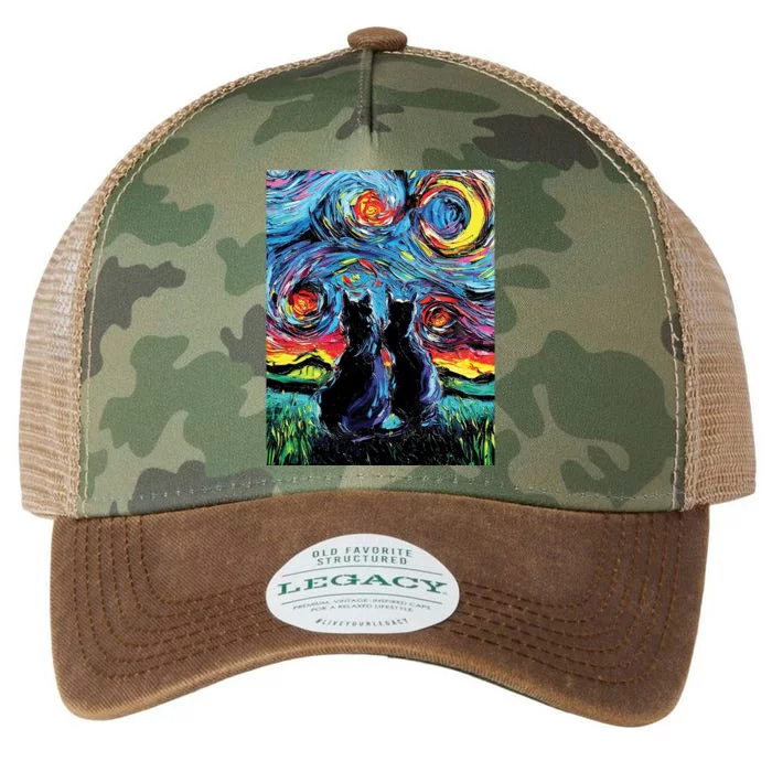 Scary Night Cat Van Gogh Art Legacy Tie Dye Trucker Hat