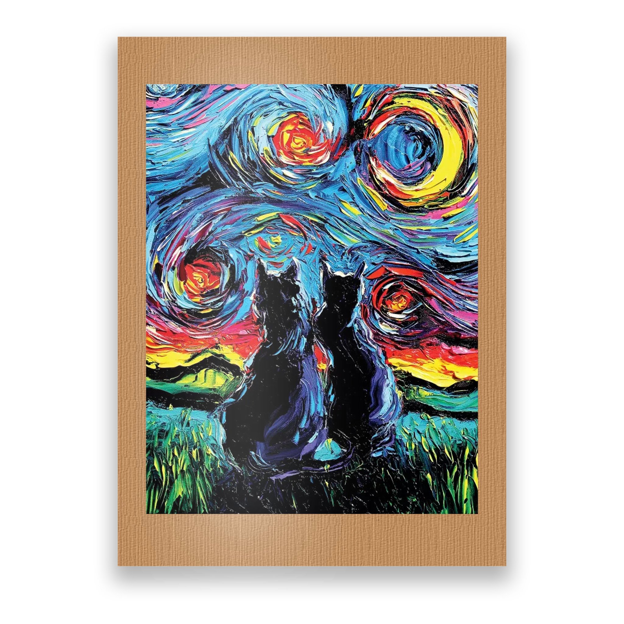 Teeshirtpalace Starry Night Vincent Van Gogh Famous Painting Black Cats Mesh Reversible Basketball Jersey Tank