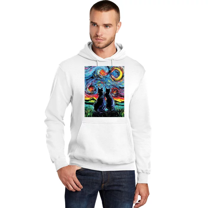 Scary Night Cat Van Gogh Art Hoodie