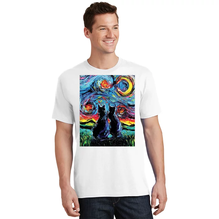 Scary Night Cat Van Gogh Art T-Shirt