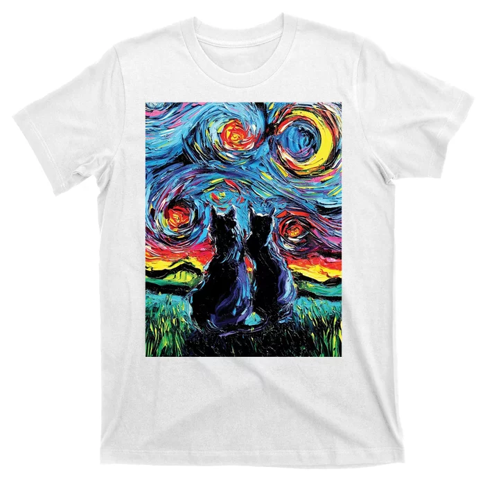 Scary Night Cat Van Gogh Art T-Shirt