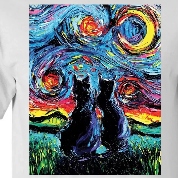 Scary Night Cat Van Gogh Art Tall T-Shirt