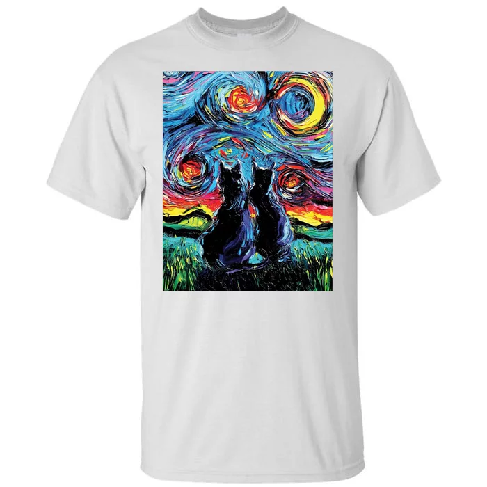 Scary Night Cat Van Gogh Art Tall T-Shirt