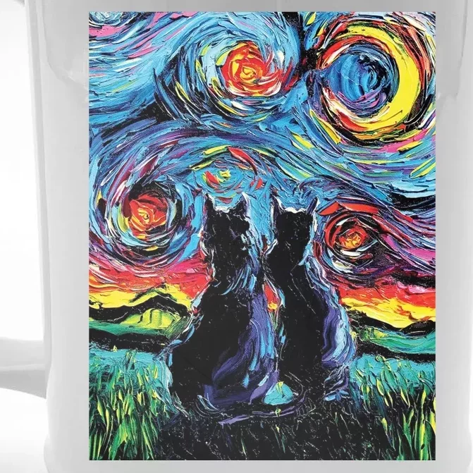 Scary Night Cat Van Gogh Art Front & Back Beer Stein