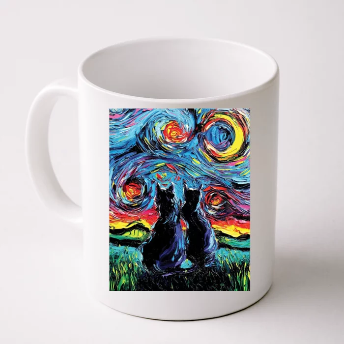 Scary Night Cat Van Gogh Art Front & Back Coffee Mug