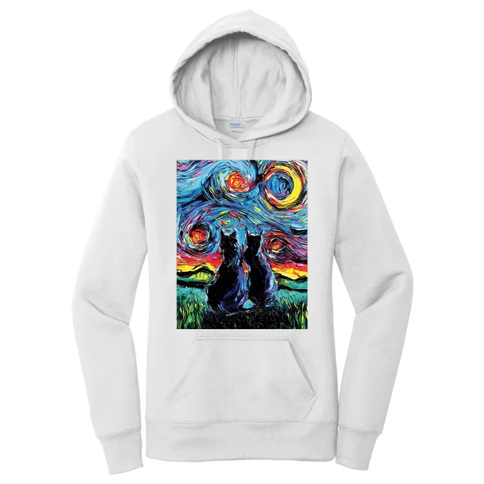 Scary Night Cat Van Gogh Art Women's Pullover Hoodie