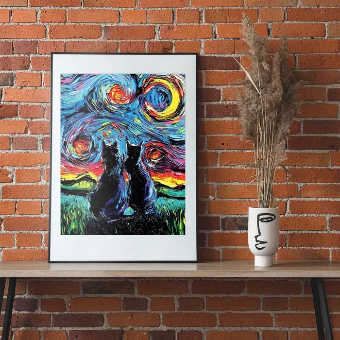 Scary Night Cat Van Gogh Art Poster