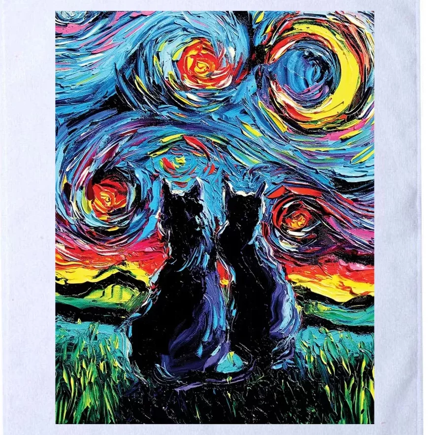 Scary Night Cat Van Gogh Art Platinum Collection Golf Towel