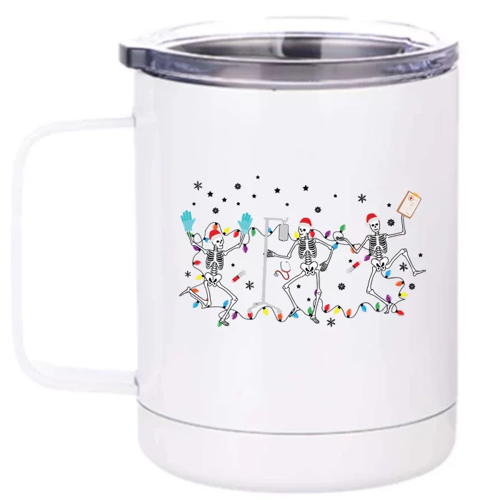 Skeleton Nurse Christmas Skeleton Dancing Front & Back 12oz Stainless Steel Tumbler Cup