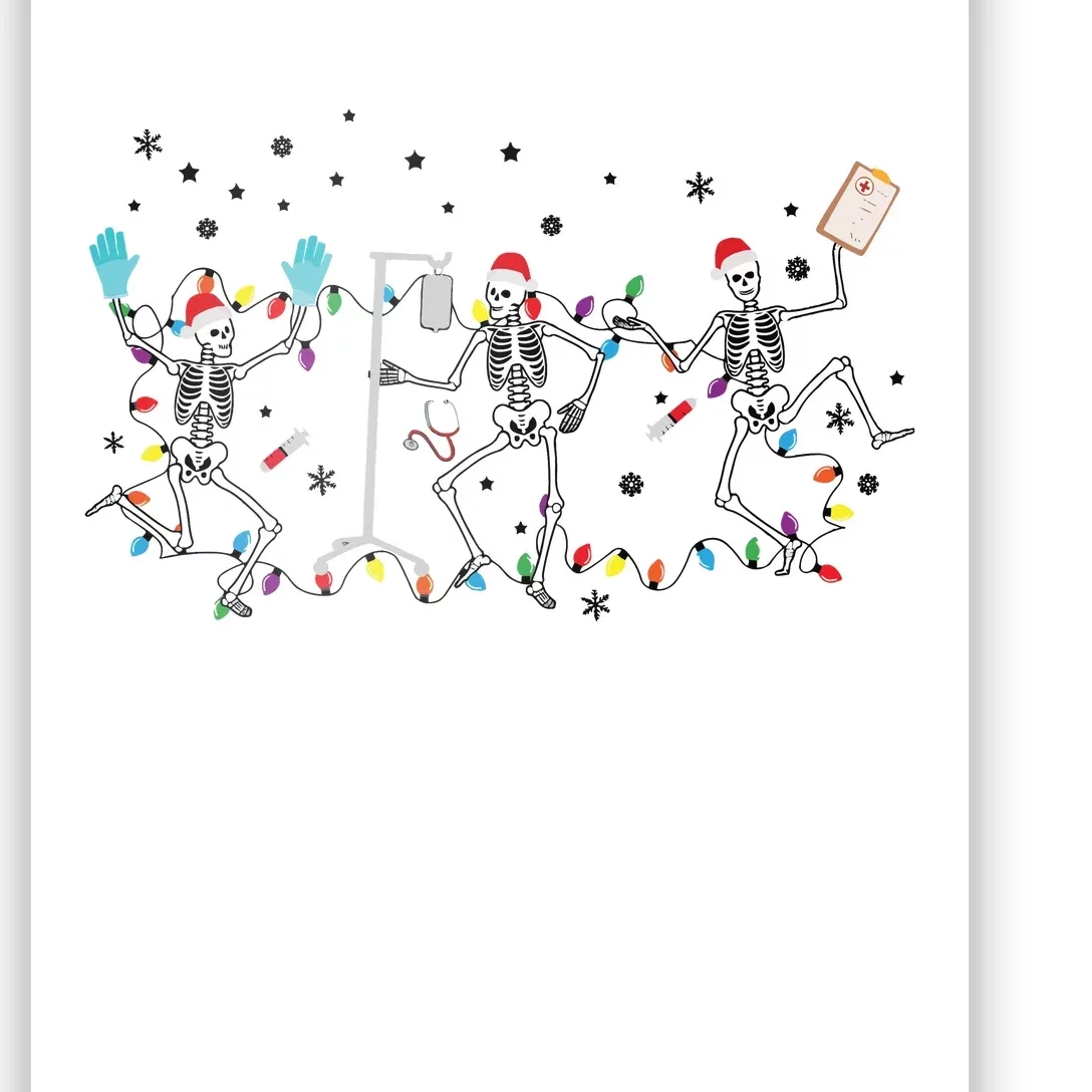 Skeleton Nurse Christmas Skeleton Dancing Poster