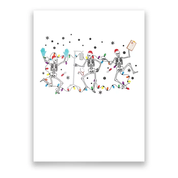 Skeleton Nurse Christmas Skeleton Dancing Poster